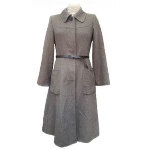 Marc Jacobs 100% Virgin Wool Coat w/Leather Belt Sz 8 100% Silk Lining